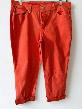 Orange Studded Crop Jean